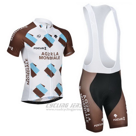 2014 Cycling Jersey Ag2rla Marron Short Sleeve and Bib Short